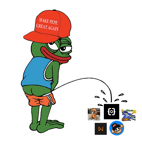 Pepe peeing on other tokens